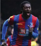  ??  ?? BACK ON TRACK: Adebayor scored his first Palace goal against Watford last Saturday