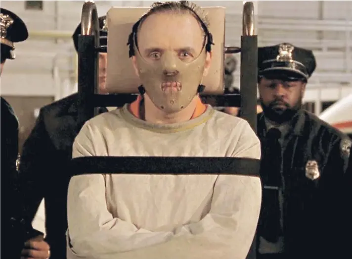  ?? FOTO: IMDB. ?? ►► Anthony Hopkins en el rol de Hannibal Lecter, el psiquiatra y gran villano de El silencio de los inocentes (1991), cinta ganadora de cinco premios Oscar.