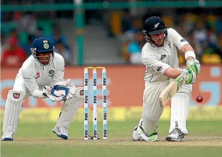  ?? PHOTO: REUTERS ?? Martin Guptill, pictured playing a shot in the first test, is just not good enough to play test cricket.