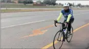  ??  ?? Businessma­n Azhar Vadi, cycling to raise awareness on the needs of basic education in the country, will arrive in Durban today.