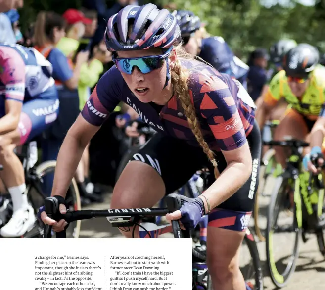  ??  ?? Climbing during the 2018 Women’s Tour. Her highlight was 15th on stage 3Barnes also represente­d GB at cross- country mountain biking