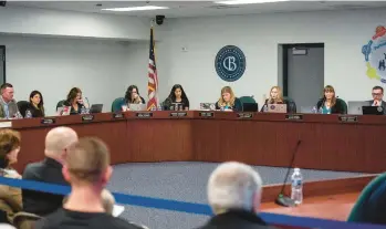  ?? DANIELLA HEMINGHAUS/BUCKS COUNTY COURIER TIMES ?? The Central Bucks School Board reorganize­d on Monday with a new Democratic majority.