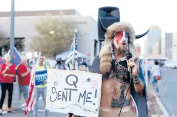  ?? DARIO LOPEZ-MILLS/AP ?? Jacob Chansley, known as the Qanon Shaman, pleaded guilty last week to a felony count of obstructin­g an official proceeding before Congress. Chansley, 34, became one of the best-known figures in the Capitol breach Jan. 6.