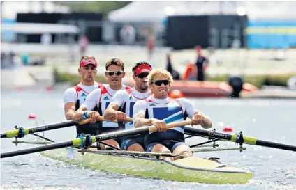  ??  ?? Glorious career: Pete Reed (second left) on his way to winning gold in the coxless fours at the London Olympics