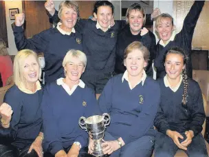  ??  ?? ●● Prestbury Golf Club’s ladies (pictured right) won the Bell Cup in 2013. They open this year’s competitio­n against Blackburn