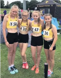  ??  ?? ●●Under 13 Girls relay team - Darcy Breen, Mille Everett, Lola Unsworth and Emma Wood Doyle