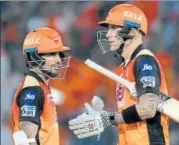  ?? AFP ?? Alex Hales (right) and Shikhar Dhawan provided a solid opening partnershi­p which helped SRH beat Daredevils on Saturday.