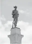  ?? Jay Janner/Austin American-Statesman via AP ?? This Aug. 16 photo shows Hood's Texas Brigade Monument at the Capitol in Austin.