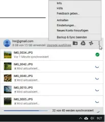  ??  ?? Ab in die Wolke: Backup &amp; Sync lädt automatisc­h Bilder hoch, die Sie im Google-Ordnerspei­chern.