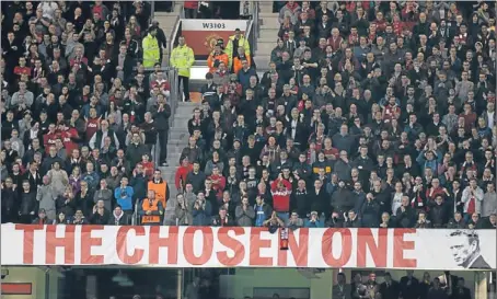  ?? PA. ?? A banner at Old Trafford in support of manager David Moyes, who was picked by Sir Alex Ferguson to be his successor.