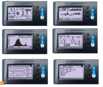  ??  ?? 2
Fig. 1: Background EMF reading at the author’s QTH. Fig. 2: Some of the display options with the EMF-390.