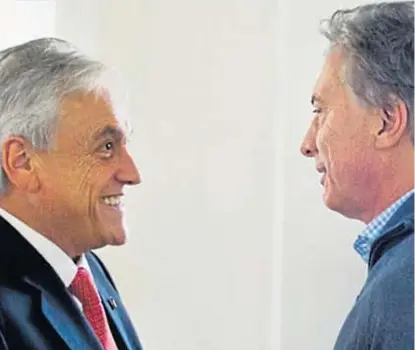  ?? (DYN / ARCHIVO) ?? Piñera y Macri. Si el expresiden­te chileno vuelve al poder, Macri sumará un aliado para sus políticas.