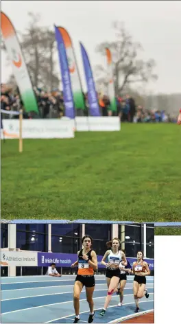  ??  ?? Grainne O’Sullivan of Bray Runners A.C.competing in the 800m event in the Youth Women’s combined events in Athlone in January.