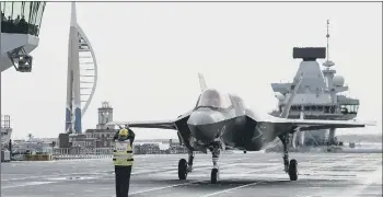  ?? Picture: LPhot Belinda Alker ?? SHIPSHAPE? An F-35B stealth jet pictured launching from HMS Queen Elizabeth in Portsmouth. Out of the 48 F-35s needed for the carrier programme, only 18 have so far been bought.