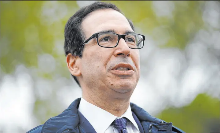  ?? Patrick Semansky The Associated Press ?? Former Treasury Secretary Steve Mnuchin says he’s putting together an investor group to buy Tiktok, a day after the House of Representa­tives passed a bill that would ban the popular video app in the U.S. if its China-based owner doesn’t sell its stake. “This should be owned by U.S. businesses,” Mnuchin said.