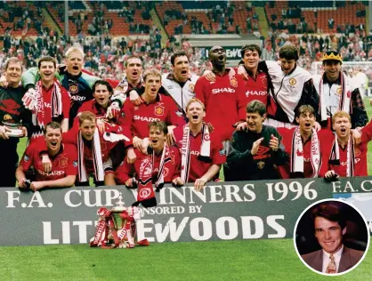  ?? ?? Winners: United after sealing the double with their 1996 FA Cup victory and, inset, Alan Hansen