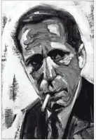  ?? JEFF DARROW ?? This acrylic and charcoal work depicting Humphrey Bogart is on view at Timothy Cobb Fine Arts in a exhibition of works showing the film noir era.