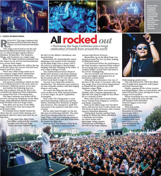  ??  ?? Some of the Rockaway highlights ... (clockwise, from far left) Taking Back Sunday; Butterfing­ers; Third Eye Blind; Zainal; and The Alleycats.