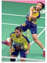  ??  ?? Women power:
Malaysia’s Chow Mei Kuan (back) and Lee Meng Yean have made the cut for the Asian Games. — S.S.KANESAN / The Star