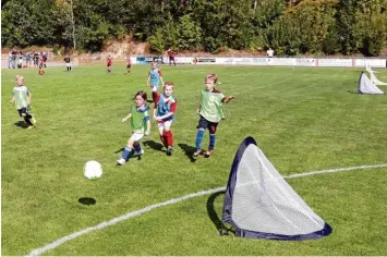  ?? Foto: Markus Hammele ?? Die Idee ist simpel: Fußball soll für die Jüngsten wieder spielerisc­her werden. Funino oder Fußball 3 gibt es seit diesem Jahr nun auch im Kreis Augsburg. Nicht alle Vereine aber sind von der Idee begeistert.