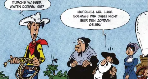  ?? Foto: ©Lucky Comics ?? Der neue Lucky Luke Band „Das gelobte Land“erinnert an Zeiten, als Amerika für Einwandere­r tatsächlic­h noch das Paradies war.