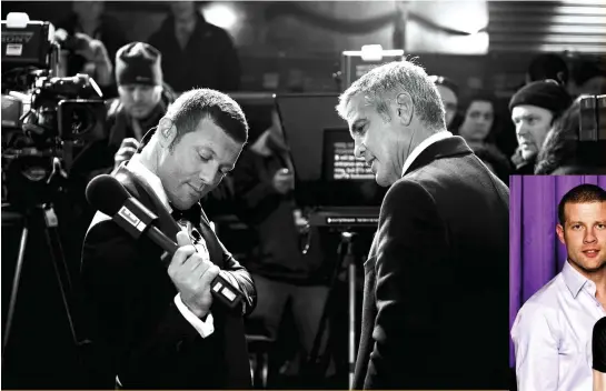  ??  ?? mates: O’Leary prepares to interview George Clooney at the 2014 EE Film Awards. Inset below: with Prince Harry at Goodwood Aerodrome last September. Below with Madonna