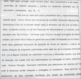  ??  ?? Hace meses que la declaració­n sobre la forma en la que operaba el esquema de coimas de la Dinac está asentada en un acta notarial. La Fiscalía sigue sin actuar.