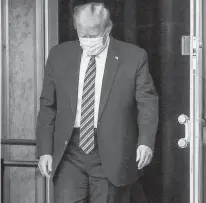  ?? REUTERS ?? U.S. President Donald Trump leaves Walter Reed National Military Medical Center after a fourth day of treatment for COVID-19 to return to the White House, Oct. 5.