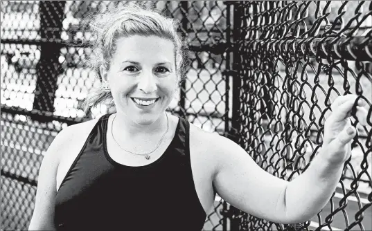  ?? FRANK FRANKLIN II/AP ?? Lauren Wire, a 32-year-old publicist who lives in Manhattan, poses for a portrait before a fitness class in July in New York. Many Americans are changing clothing sizes depending on how they spent their time sheltering at home.