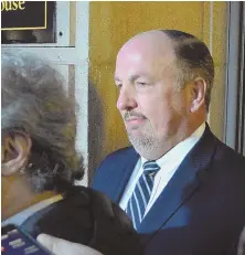 ?? Stafffilep­hotobyChri­sChristo ?? DISGRACED: Former state Sen. Brian Joyce, at right in federal court in December 2017, has been found dead in his home.
