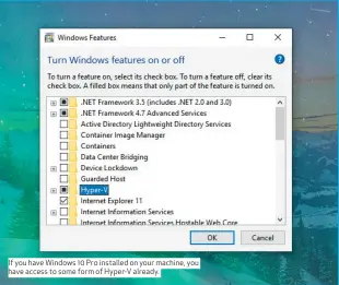  ??  ?? If you have Windows 10 Pro installed on your machine, you have access to some form of Hyper-V already.