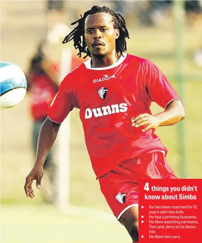  ?? Picture: Backpagepi­x ?? Simba Marumo in his playing days with Platinum Stars.