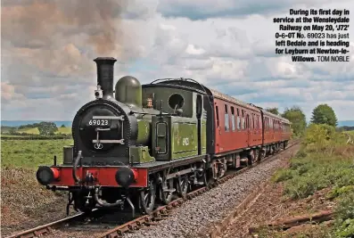  ?? TOM NOBLE ?? During its first day in service at the Wensleydal­e Railway on May 20, ‘J72’ 0-6-0T No. 69023 has just left Bedale and is heading for Leyburn at Newton-leWillows.