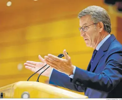  ?? JUANJO MARTÍN / EFE ?? Alberto Núñez Feijóo, durante su intervenci­ón el martes en el pleno del Senado.