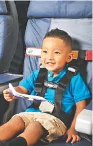  ?? AMSAFE PHOTO ?? One alternativ­e to hauling a car seat through airport security is a harness-like restraint called CARES. The restraint, made by AmSafe, a manufactur­er of safety restraint products, is FAA-approved for children weighing 22 to 44 pounds.
