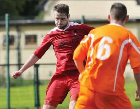  ??  ?? Colin Feehily in action for Cartron United against Benbulben FC. Pic: Carl Brennan.
