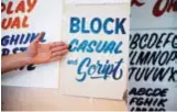  ??  ?? De tre vanligaste stilarna att skriva på är block, casual och script. Om man behärskar detta kan man åstadkomma mycket själv menar Sthlm Signs.