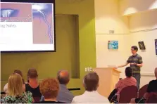  ?? MATTHEW REISEN/JOURNAL ?? Todd Shoemake talks about lightning safety to those who attended his “Chasing Mother Nature” presentati­on at Loma Colorado Main Library in Rio Rancho on Monday.