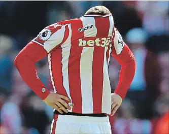  ?? ASSOCIATED PRESS FILE PHOTO ?? Stoke City’s Xherdan Shaqiri reacts after his team was relegated following an English Premier League soccer match against Crystal Palace on Saturday in Stoke, England.