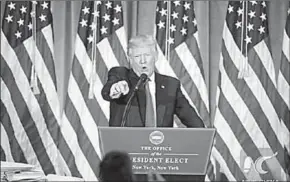  ??  ?? US President-elect Donald Trump gestures during a news conference in New York, the United States.(Photo: Xinhua)