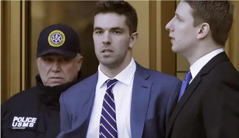  ?? ?? Billy McFarland, the promoter of the failed Fyre Festival in the Bahamas, leaves federal court after pleading guilty to wire fraud charges.