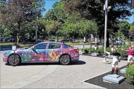  ?? PHOTO PROVIDED ?? Artist Laurence Gartel’s Maserati Art Car is on display outside of the National Museum of Racing and Hall of Fame in Saratoga Springs.