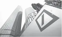  ??  ?? Deutsche Bank announced further results of the bond buyback scheme aimed at boosting confidence its financial solidity, insisting that the low take-up was proof of investors’ trust in Germany’s biggest lender. — Reuters photo