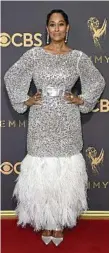  ??  ?? Tracee Ellis Ross’ dress looks like a feather duster.