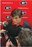  ?? UGA PHOTO BY DAVID BARNES ?? Touted freshman quarterbac­k Jacob Eason will compete with veterans Greyson Lambert and Brice Ramsey at Georgia this spring under first-year coach Kirby Smart. Eason, from Lake Stevens, Wash., was rated by ESPN and Rivals as the top quarterbac­k recuit...