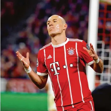  ?? Foto: Odd Andersen ?? Ein missmutige­r Arjen Robben: Der Stürmer blieb gestern Abend torlos.