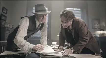  ?? ELEVATION PICTURES ?? Colin Firth and Jude Law star in Genius, the true story of the profession­al collaborat­ion and friendship between author Thomas Wolfe and Scribner’s editor Max Perkins.