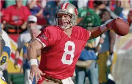  ??  ?? ‘SOMETHING WRONG’: Hall of Famer Steve Young wonders why there aren’t more lefthanded quarterbac­ks coming to the NFL out of college.