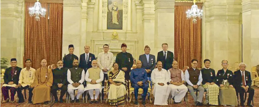  ??  ?? The Padma Awards started in 1954 and this year, they extended the awards to 16 foreigners including one from each of the ASEAN countries. In photo: President Ram Nath Kovind, Prime Minister Narendra Modi, Indian Cabinet officials, and Padma awardees.