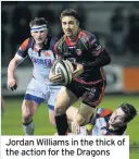  ??  ?? Jordan Williams in the thick of the action for the Dragons